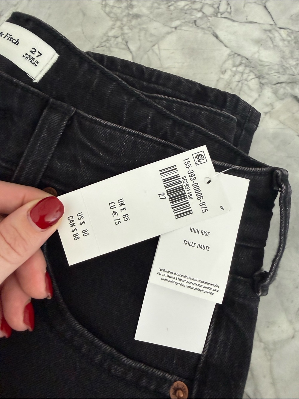 Abercrombie & Fitch High-Rise Jeans - Black size 27 curve love regular length